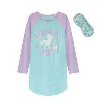 Max & Olivia Little Girls 2 Piece Sleep Dress, Blue Purple Size Size S 6X