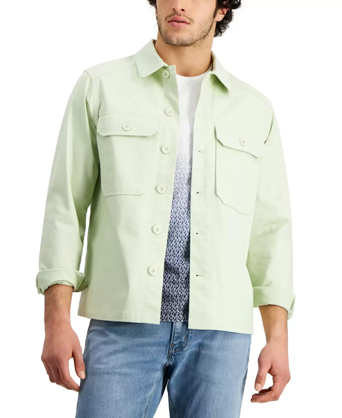 MICHAEL KORS Men's Shirt Jacket Light Green Size XL MSRP $178
