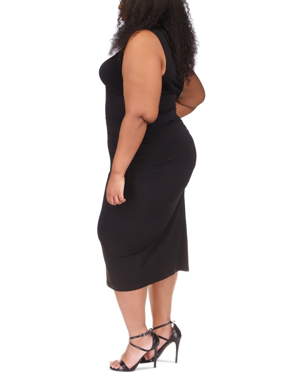 Michael Kors Plus Size Sleeveless Ruched Dress Black SIze 0X MSRP $140