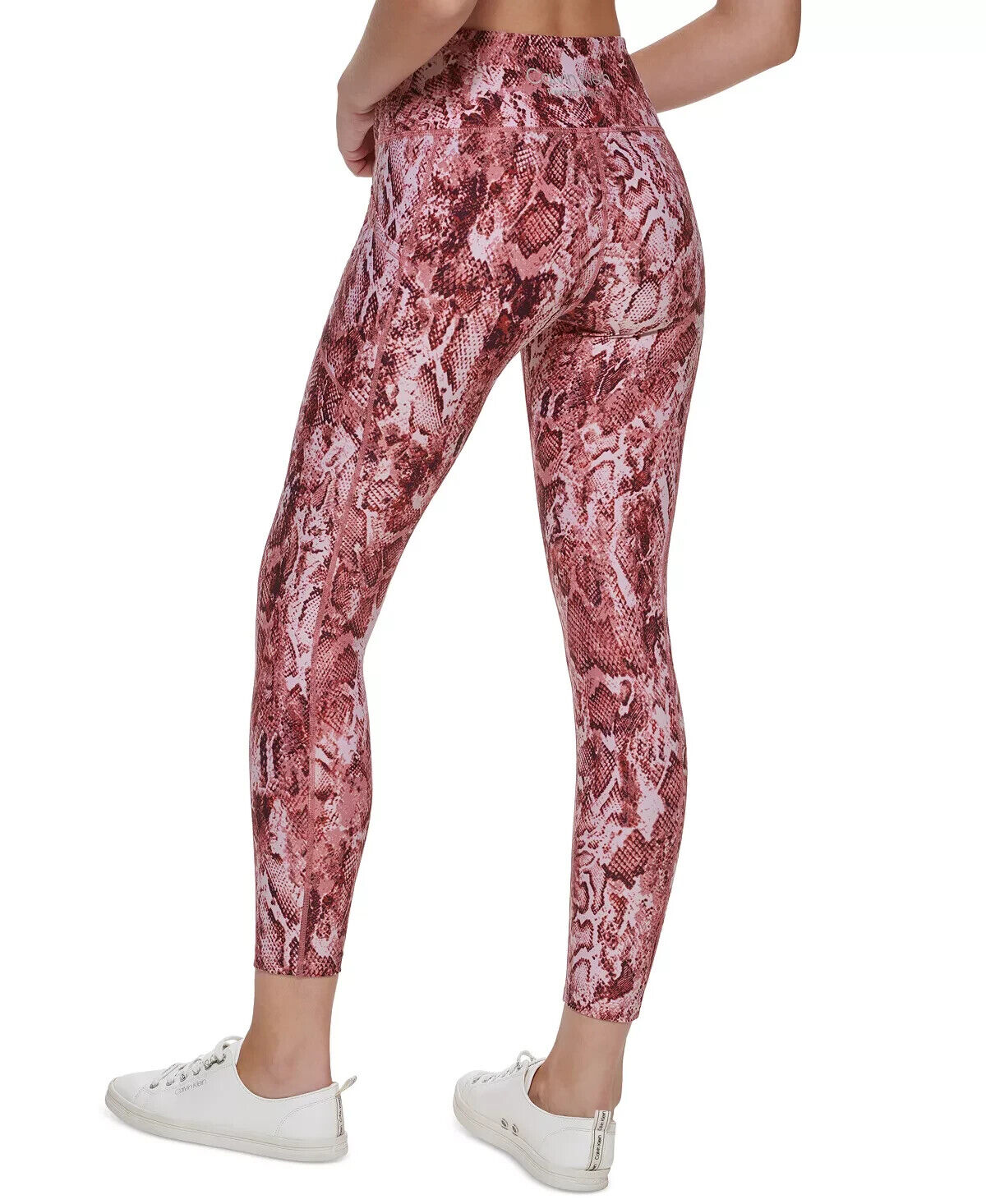 CALVIN KLEIN PERFORMANCE Printed High-Waist 7/8 Length Leggings Pink Size XL $60