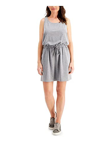 Ideology Drawstring-Waist Sleeveless Dress Heather Sleeveless Size XL Gray