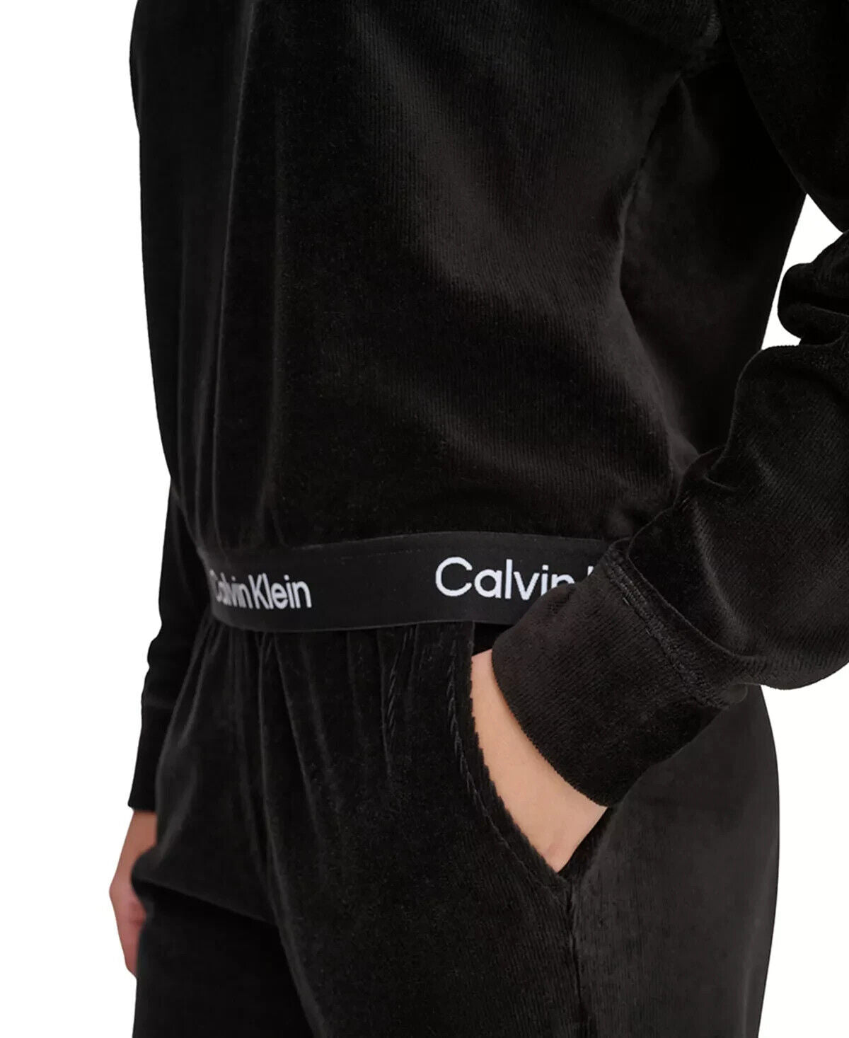 CALVIN KLEIN PERFORMANCE Women's Velour Pullover Hoodie Black Size XS MSRP $70