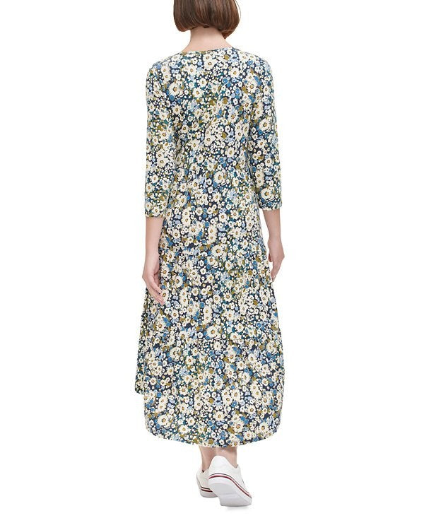 Tommy Hilfiger Floral-Print Tiered A-Line Dress SIZE L $89