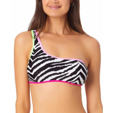California Waves Womens Juniors One Shoulder Bikini Swim Top White Size M