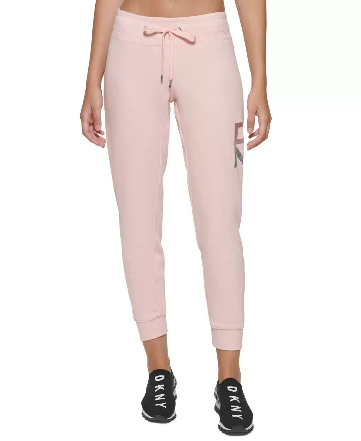 Dkny Sport Metallic-Logo Jogger Pants Pink Size L MSRP $60