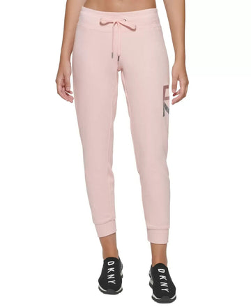 Dkny Sport Metallic-Logo Jogger Pants Pink Size L MSRP $60