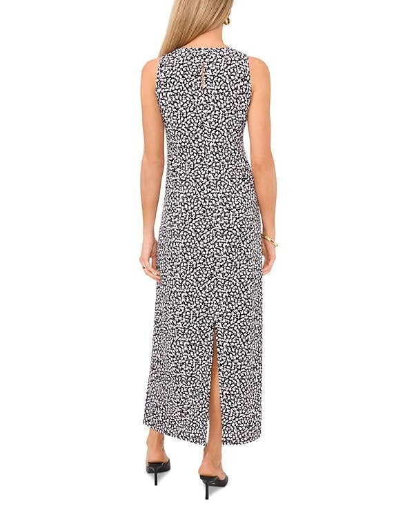 Vince Camuto Women's Floral Crewneck Back Keyhole Sleeveless Dress Black Size XL