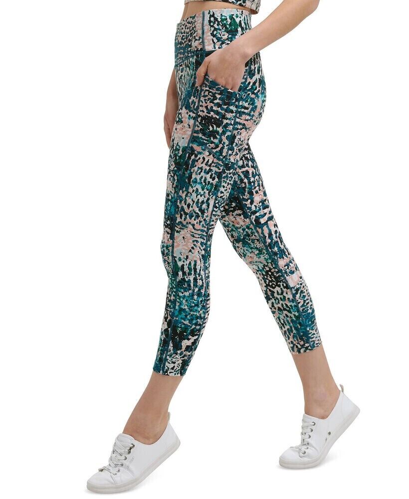 Calvin Klein Womens Printed High-Waist 7/8 Length Leggings green Size XL MSRP$60