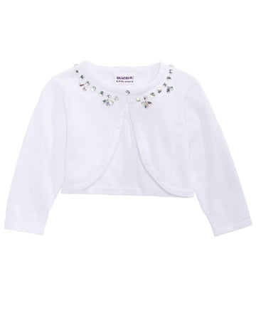 Blueberi Boulevard Little Girl Cotton Embellished Cardigan White Size 6 MSRP $42