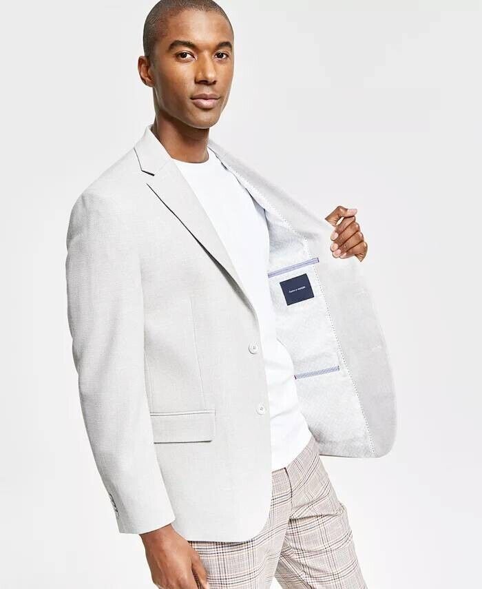 TOMMY HILFIGER Men's Slim-Fit Solid Weave Blazer White Size 40L MSRP $295