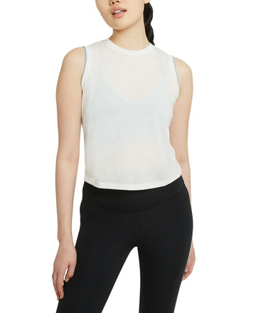 Nike Women's Crochet-Trimmed Yoga Tank Top White Size XS MSRP $40