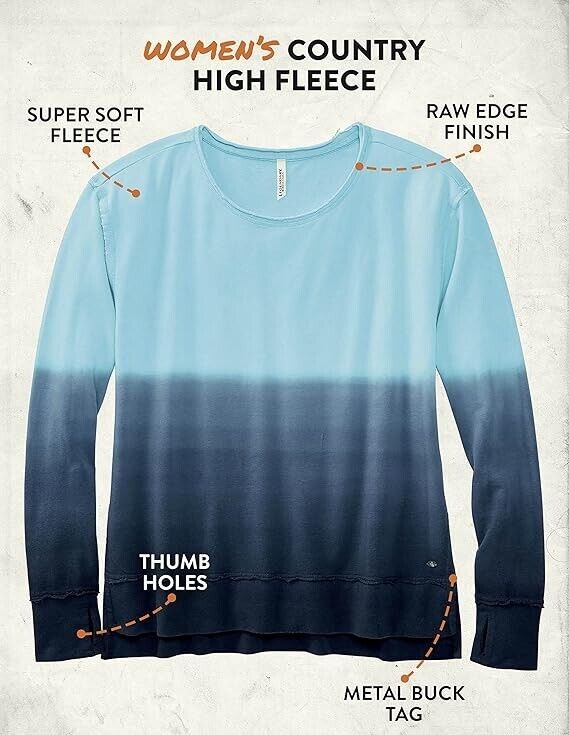 Legendary Whitetails Women's Country High Fleece Top Navy Blue Ombre Size S