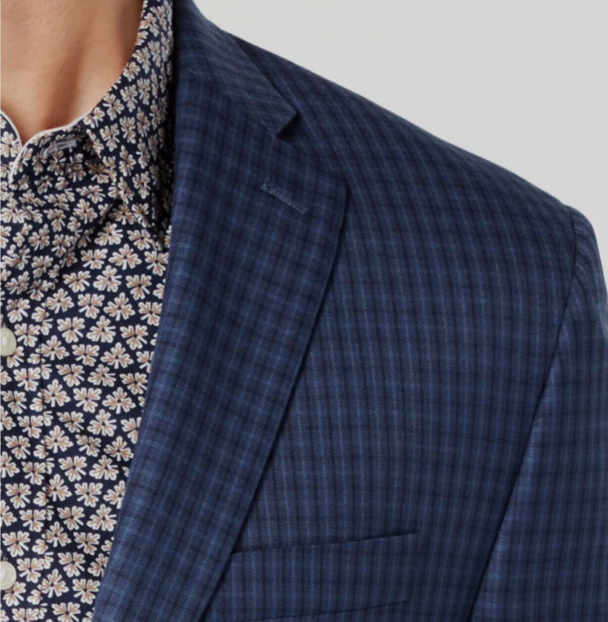 Michael Kors Mens ClassicFit Navy Plaid Check Sport Coat Size 44 Reg MSRP $295