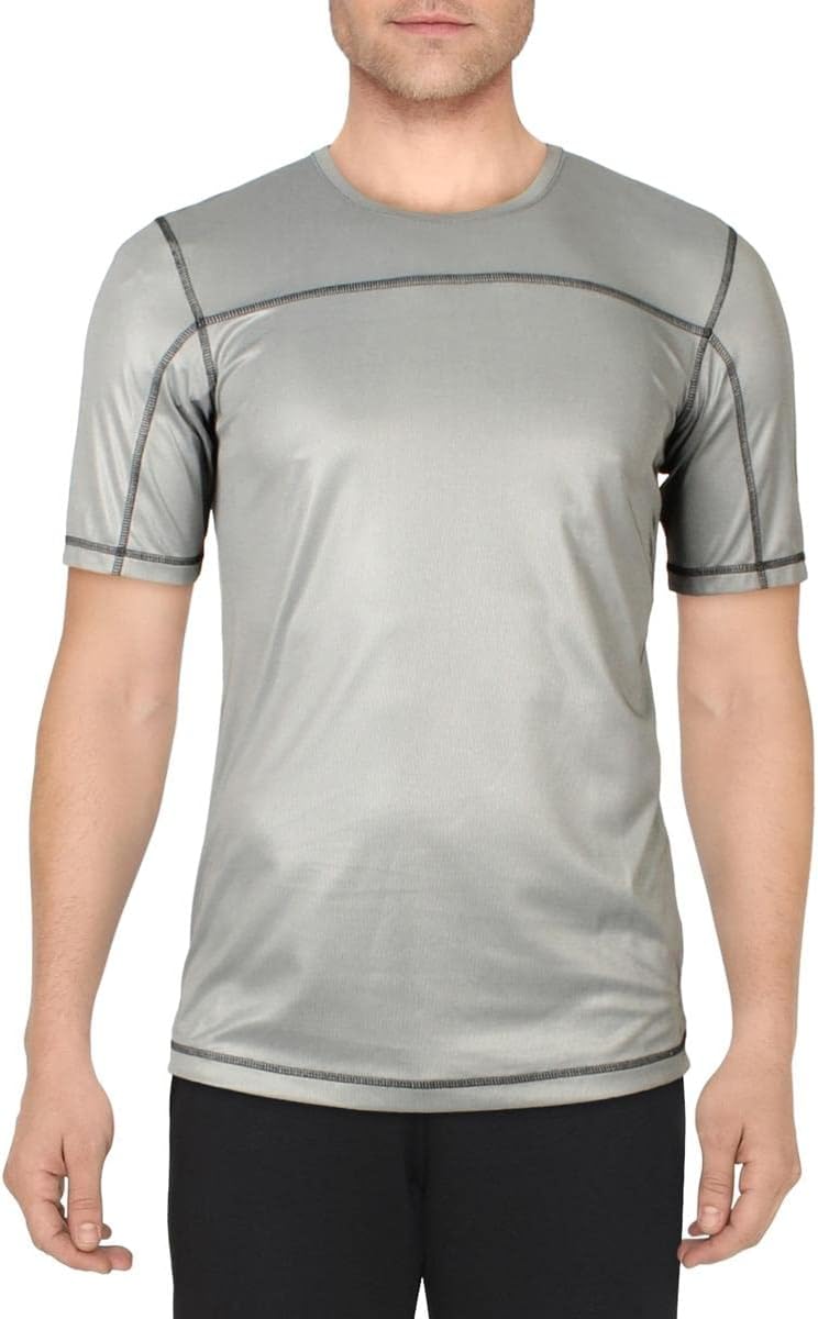 adidas Mens Fitness Workout Short Sleeve Shirts & Tops Gray S
