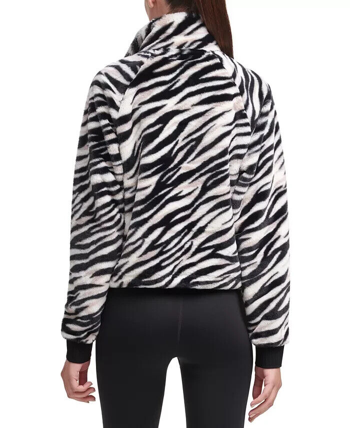 CALVIN KLEIN PERFORMANCE Animal-Print Half-Zip Top Black White Size XL MSRP $70