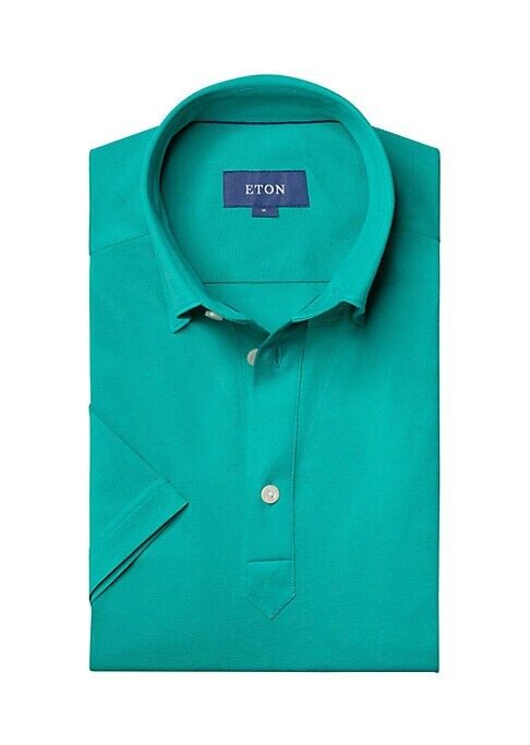 Eton Men's Contemporary-Fit Pique Polo Aqua Green Size XXL MSRP $225