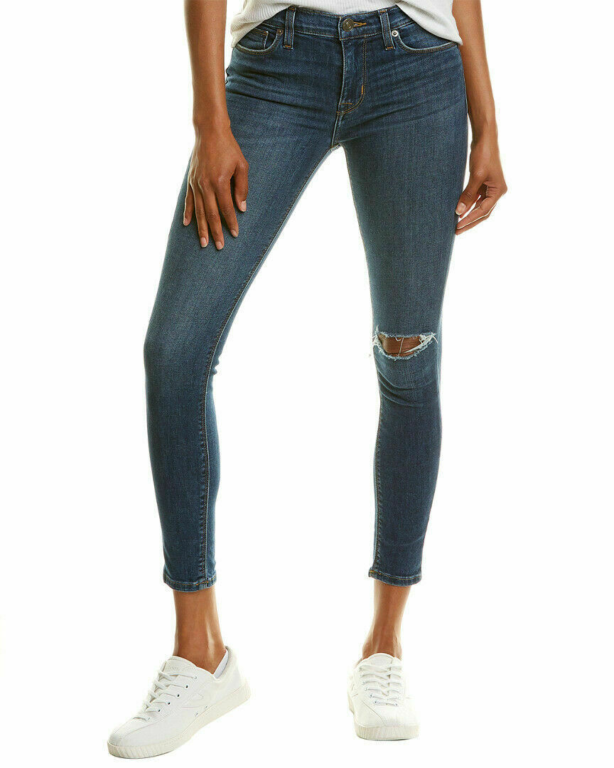 Hudson Jeans Women Natalie Destructed Bastille Ankle Skinny Jeans Blue Size 26