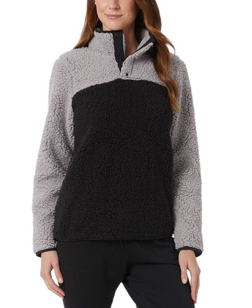 32 Degrees Sherpa Mock-Neck Sweatshirt Size S Black Gray MSRP $58