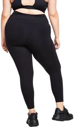 Ideology Women Compression High Waist Pocket 7/8 Length Leggings Black Size 1X