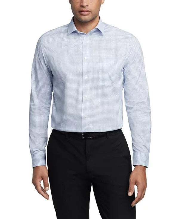 Van Heusen Men's Wrinkle Free Flex Collar Dress Shirt Blue Size 17-17.5 32-33