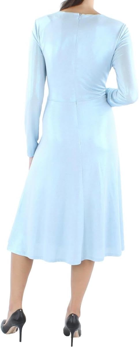 Lauren Ralph Lauren Women's Long-Sleeve Foiled Jersey Dress (Size 8, Light Blue)