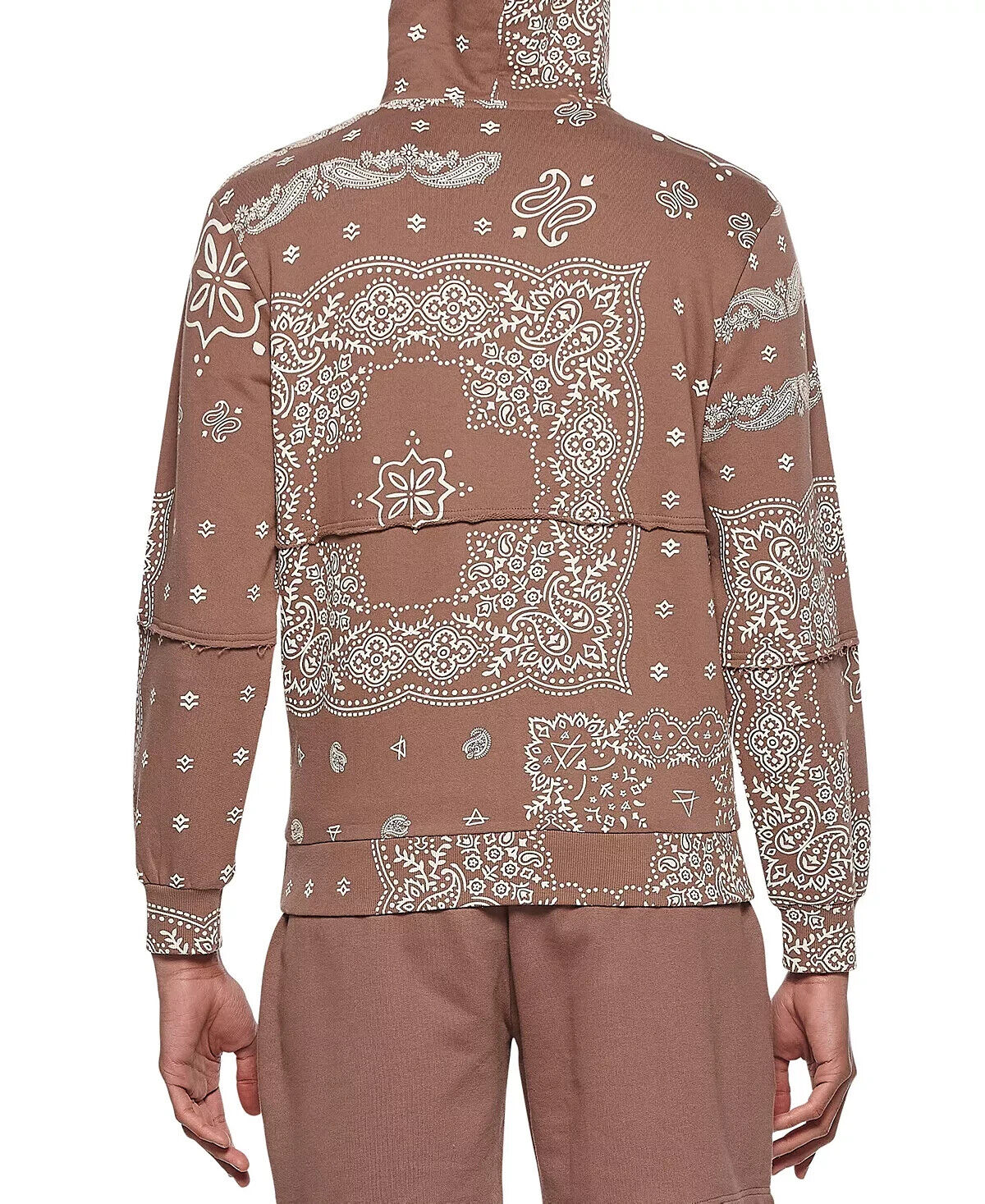 ELEVEN PARIS Men's Paisley Hoodie Zipper Brown Size XL MSRP $150