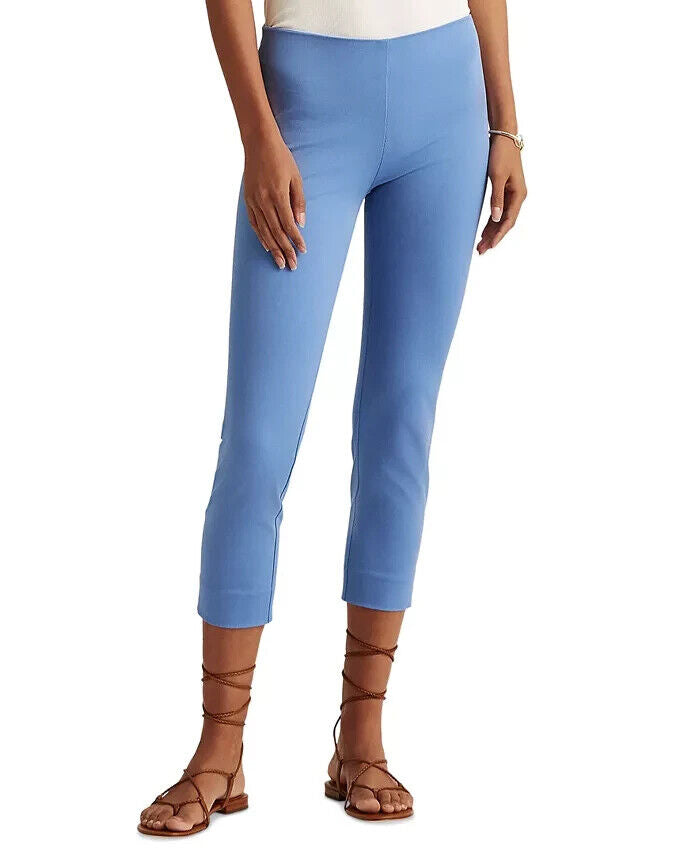LAUREN RALPH LAUREN Twill Cropped Skinny Pant Blue Size 6 MSRP $90