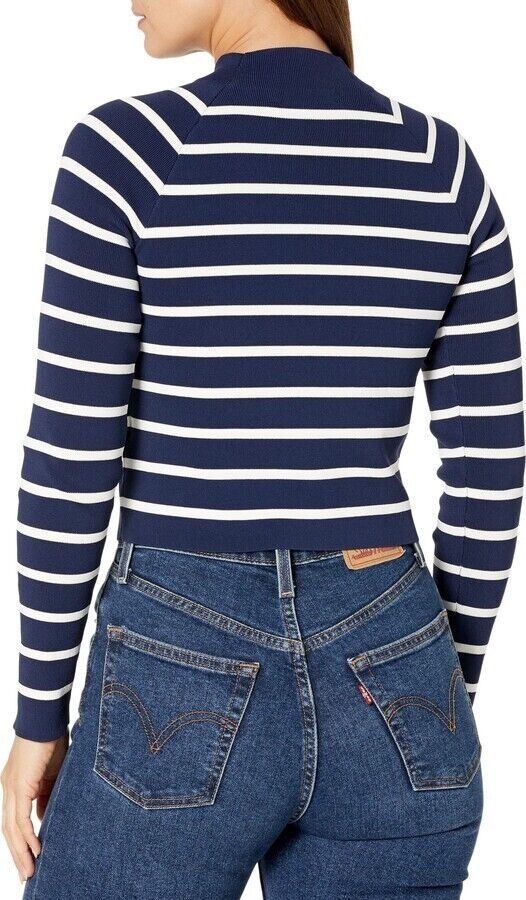 LAUREN Ralph Lauren Striped Mock Neck Sweater Navy Cream Plus Size PM MSRP $100