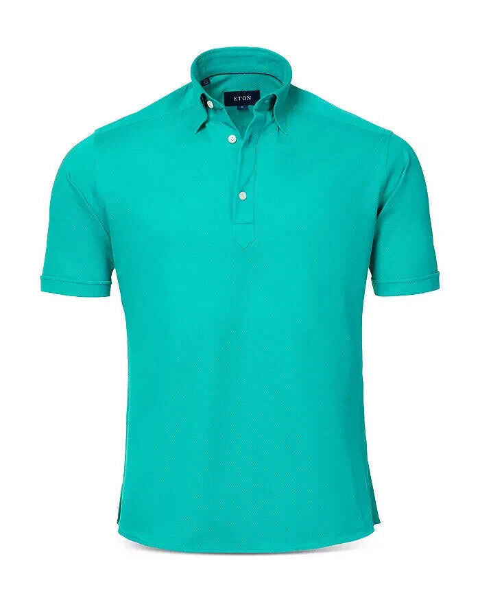 Eton Men's Contemporary-Fit Pique Polo Aqua Green Size XXL MSRP $225