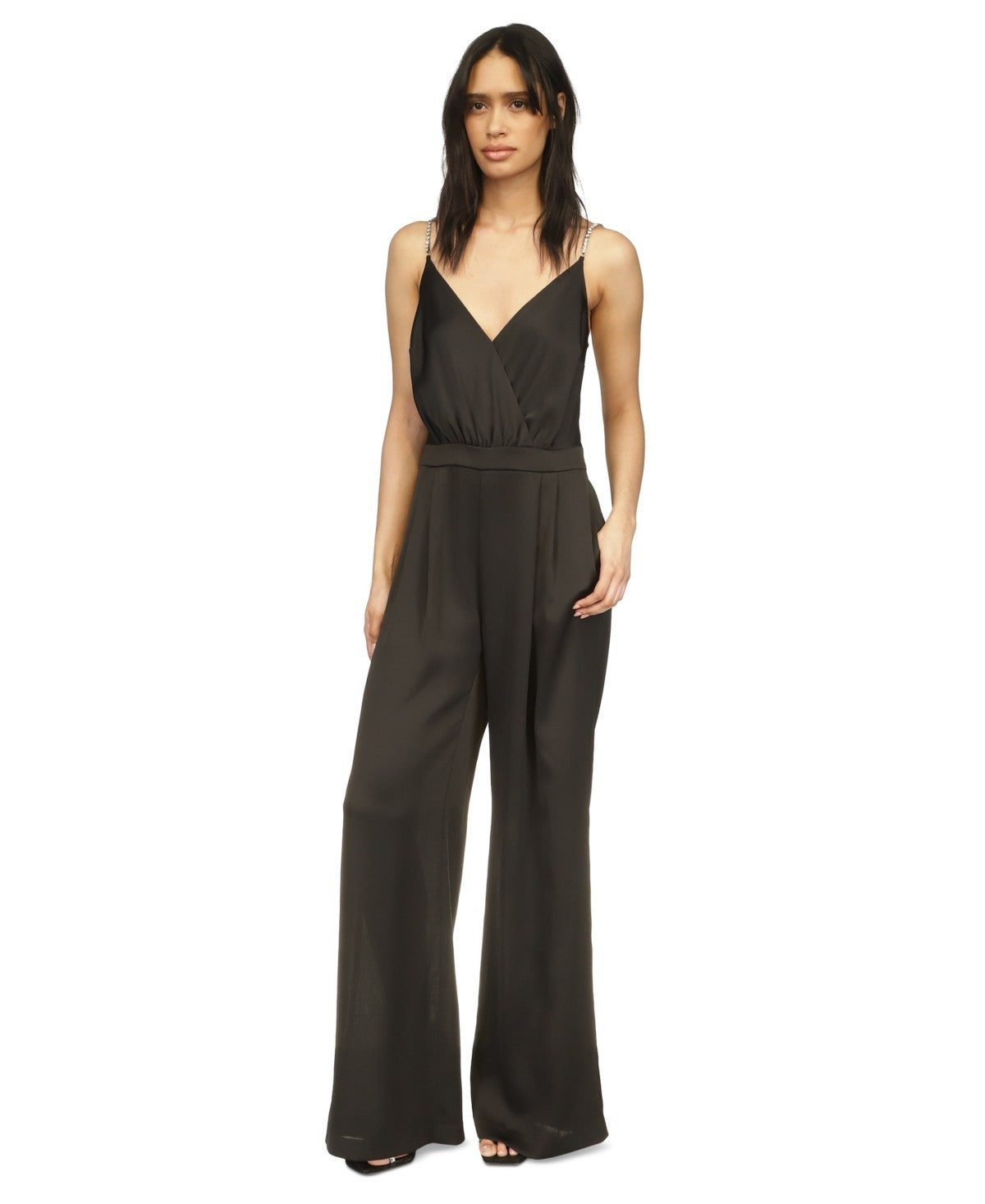 Michael Kors Women's V-Neck Sleeveless Jumpsuit Black Size XL MSRP $195