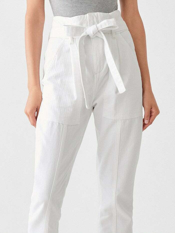 DL1961 SUSIE PAPER BAG HIGH RISE TAPERED STRAIGHT TORINO White Size 26 $229