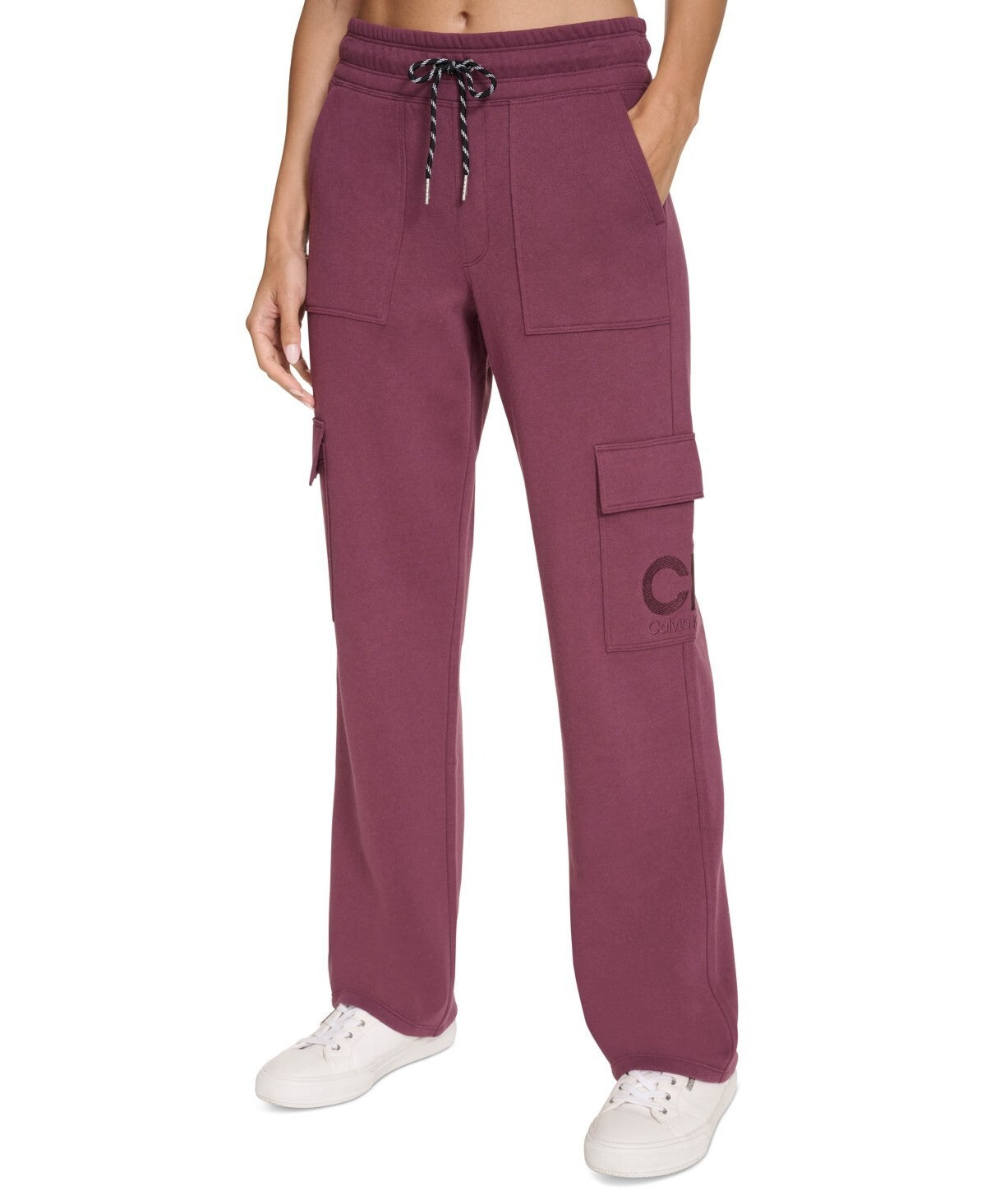 Calvin Klein Women's Embroidered-Logo Cargo Pants PLUM PURPLE Size XXL MSRP $60