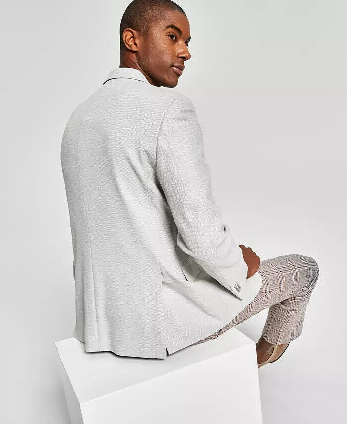 TOMMY HILFIGER Men's Slim-Fit Solid Weave Blazer Light Gray Size 40L MSRP $295