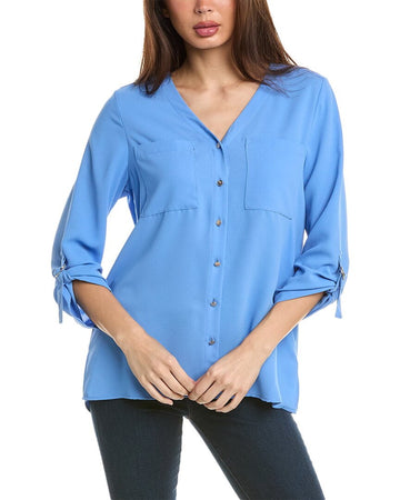 Jones New York womens Jasper Crepe Tunic, Size XL, Blue