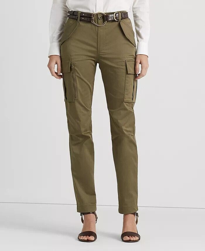 LAUREN Ralph Lauren Cotton Sateen Cargo Pant Olive Green Size 18 MSRP $175
