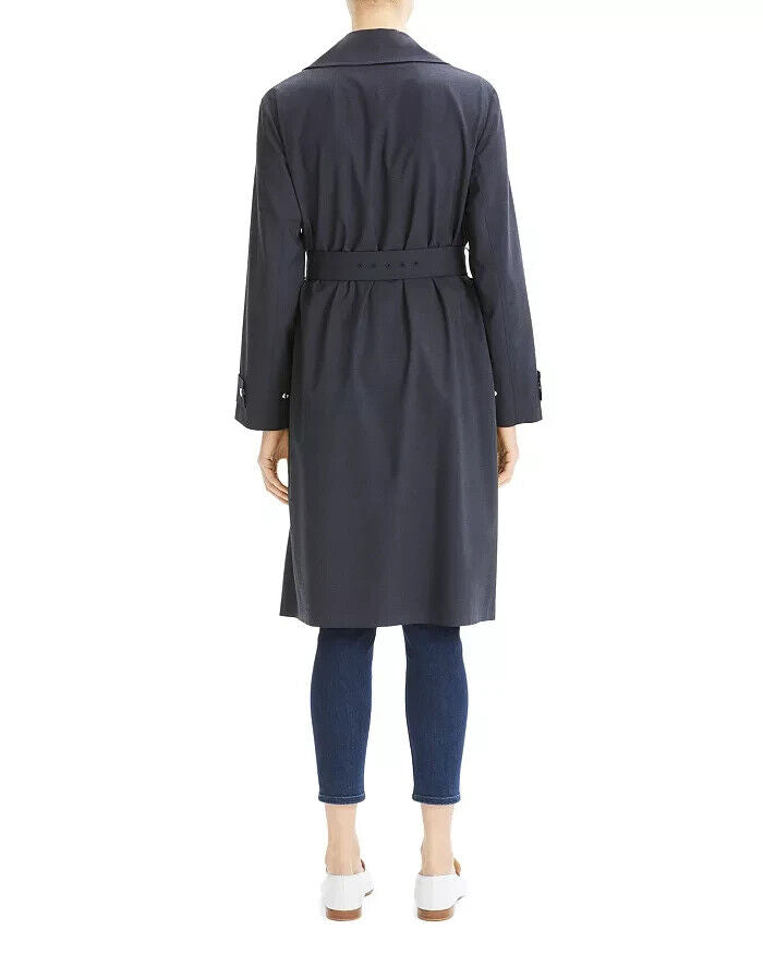 Theory Military-Style Trench Coat Core Navy Blue Size M MSRP $795