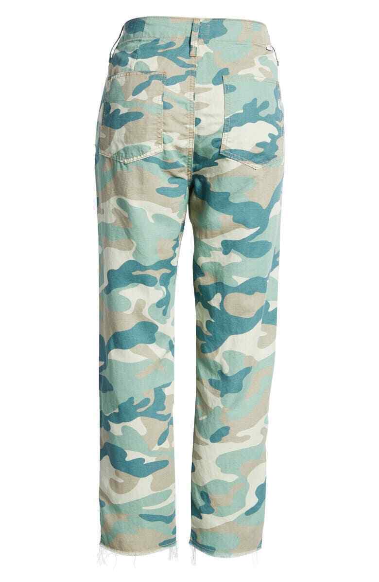 Mother The Shaker Camo Print Chop Crop Pants womens green Size 26 MSRP $218