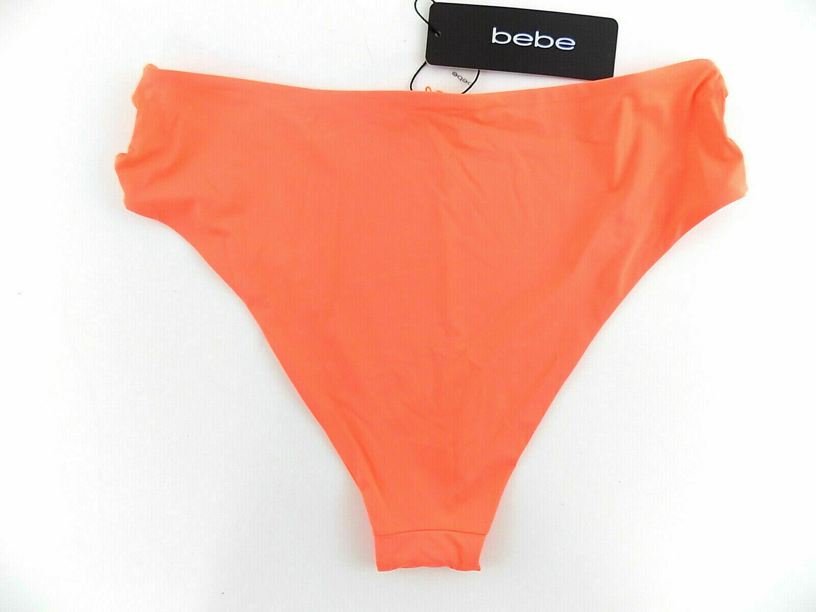 Bebe Womens Strappy Swim Bikini Bottom Neon tangerine Orange Size L MSRP $25