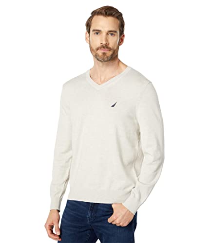 Nautica Navtech V-Neck Sweater Oatmeal Ivory Heather Size 2XL