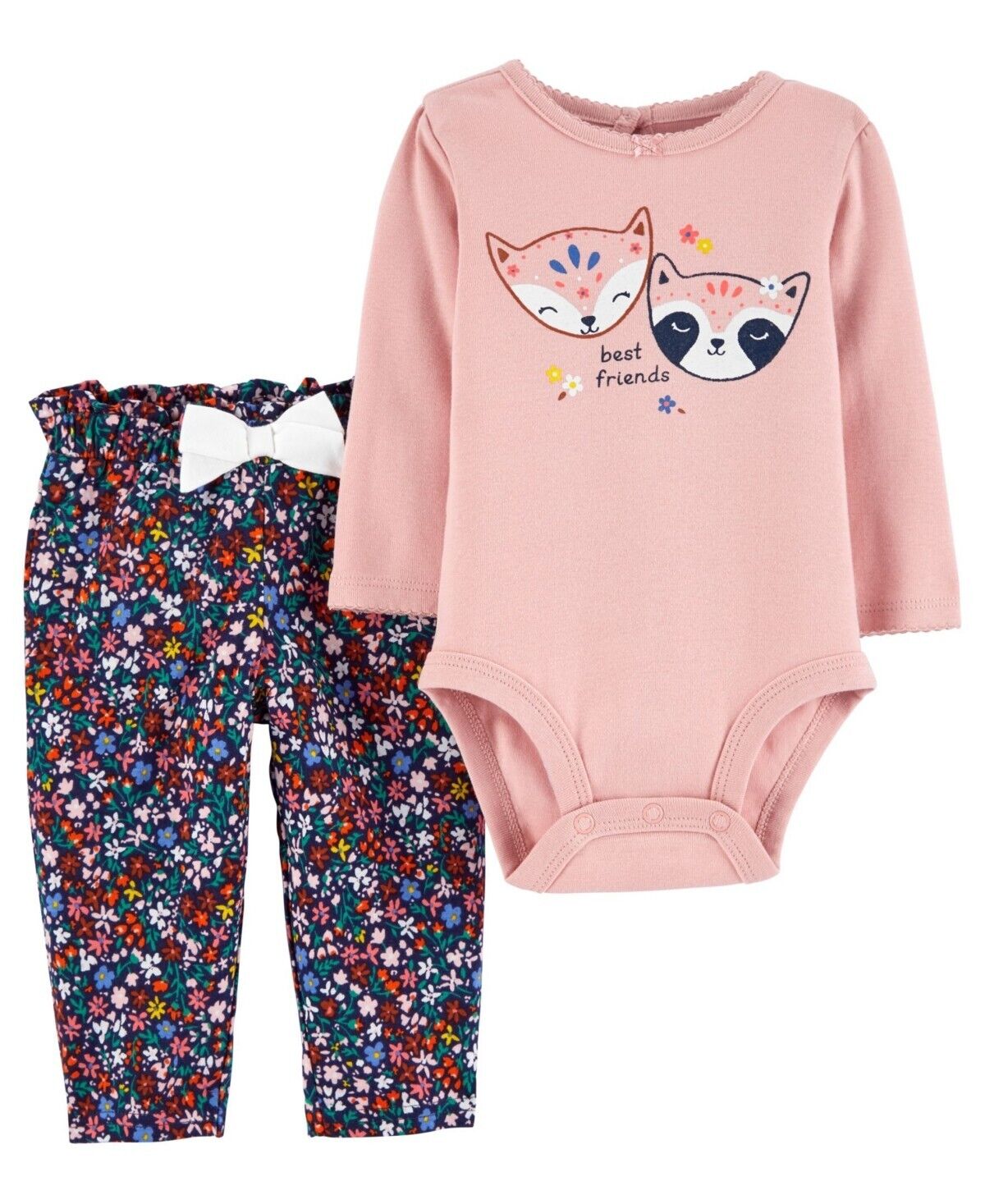 Carter's 2pc. Fox Bodysuit & Floral Pants Set Pink Size Baby Girl 18M