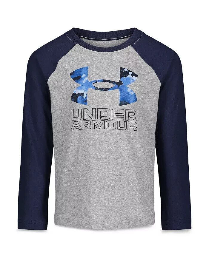 Under Armour Boys' Ua Tech Long Sleeved Raglan Tee Little Kid Size 4 Gray