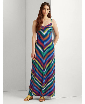 Lauren Ralph Lauren Chevron Jersey Maxidress Womens Size 2 Multi MSRP $145