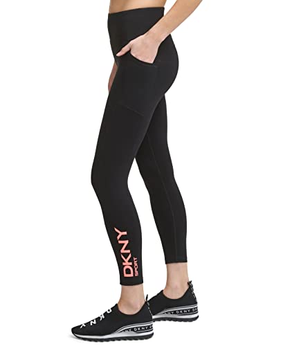 DKNY Sport City Graffiti Logo Leggings-X-Small Black Size XS