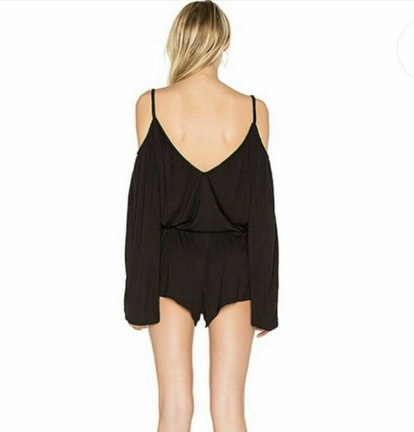 Chaser Cold Shoulder Long Sleeve Romper Black Size S