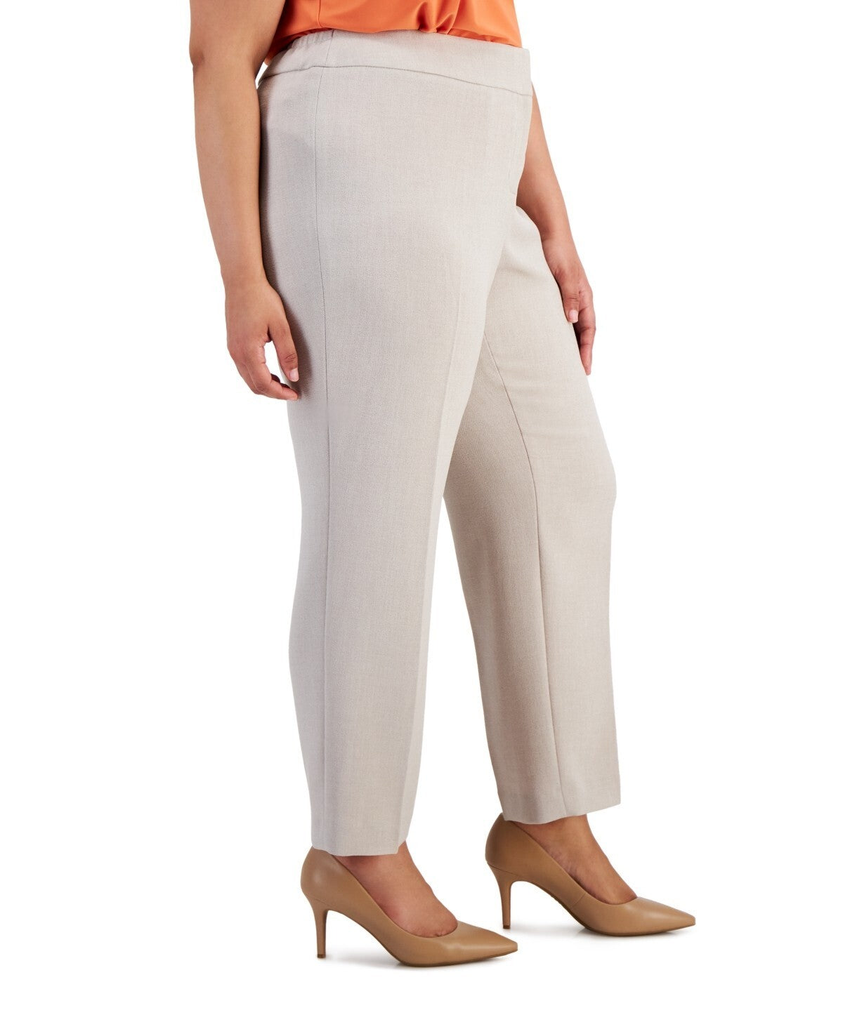 Kasper Plus Size Straight-Leg Pants BEIGE Size 18W MSRP $89