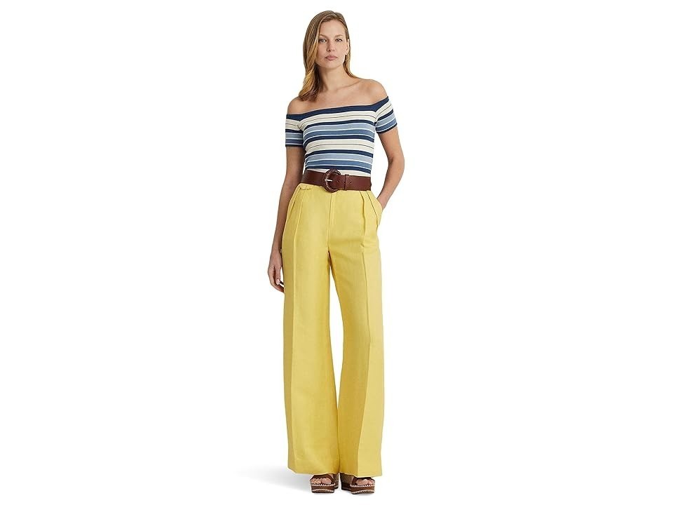 Lauren Ralph Lauren Womens Striped Off-The-Should Blue Size XXL MSRP $125