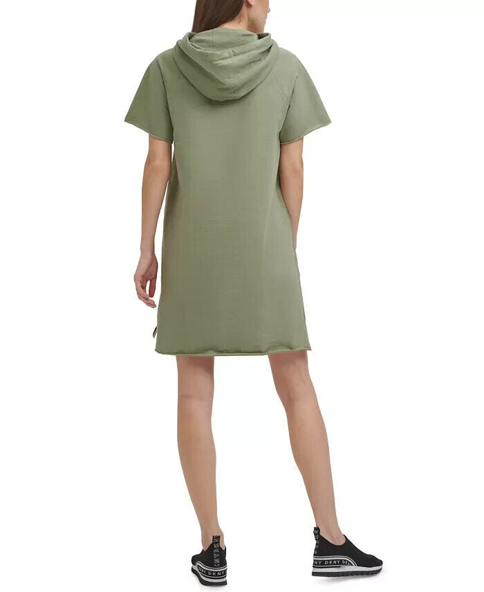 Dkny Sport Women's Cotton Sweatshirt Dress Olive Green Size S MSRP $80