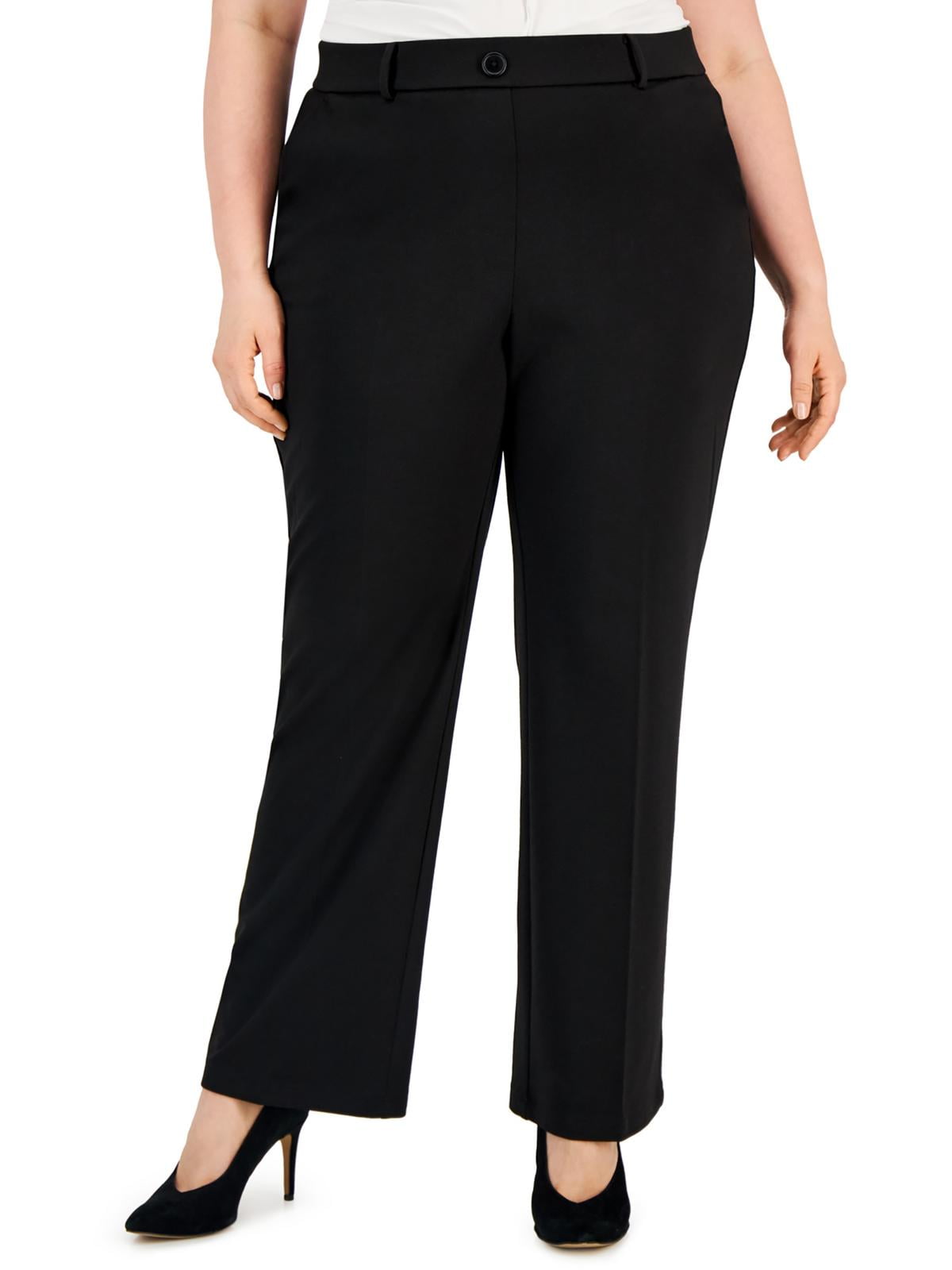 Kasper Womens Plus Mid-Rise Office Straight Leg Pants Black Size 1X
