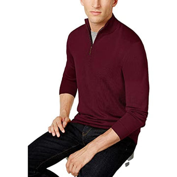 Club Room Mens Wool Blend 1/4 Zip Sweater Red Size L