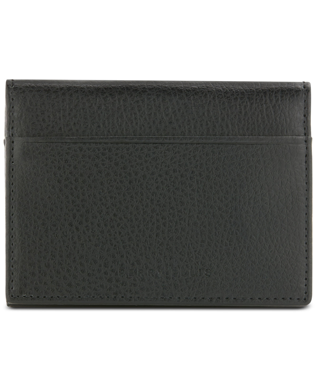 Perry Ellis Men's Pebble Leather Phone Card Holder Wallet Black